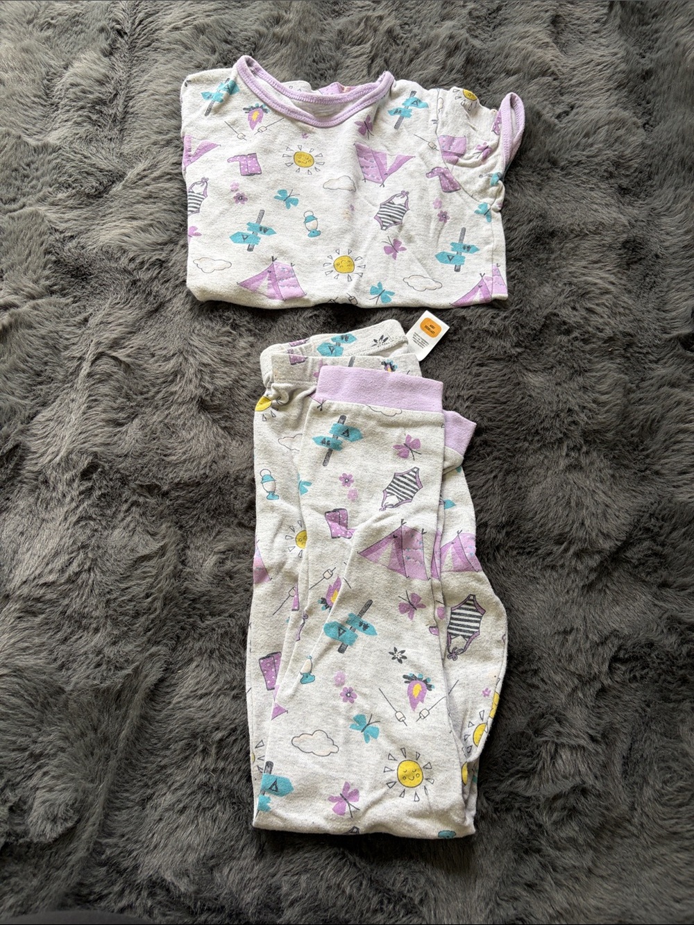 Kids Lavender & Teal Printed Pajama Set - Cozy Sleepwear 10/12